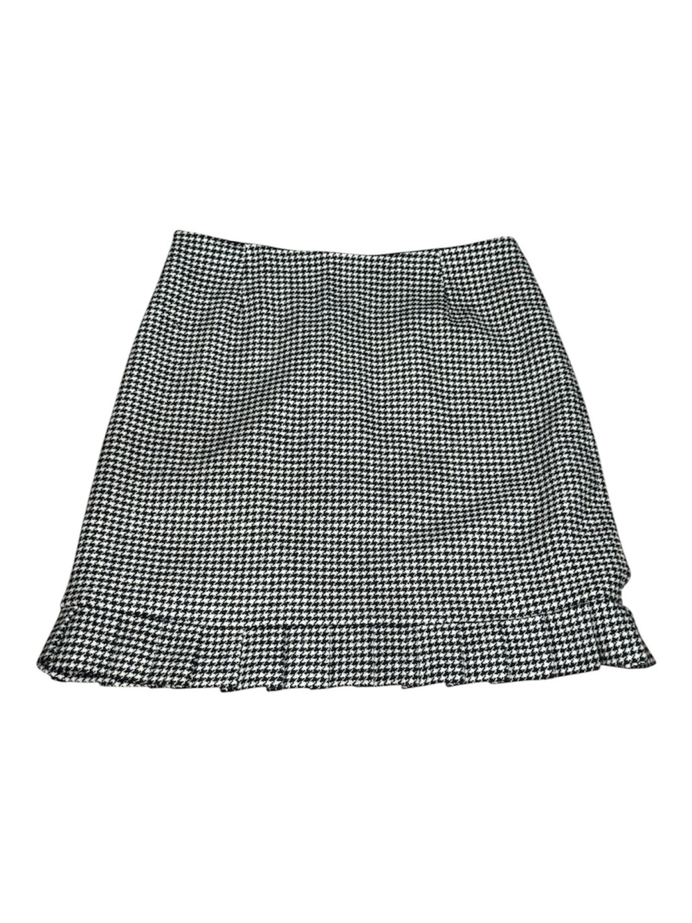 Vintage Wool Blend Houndstooth High Waist Ruffle Mini Skirt Size 6 Dark Academia